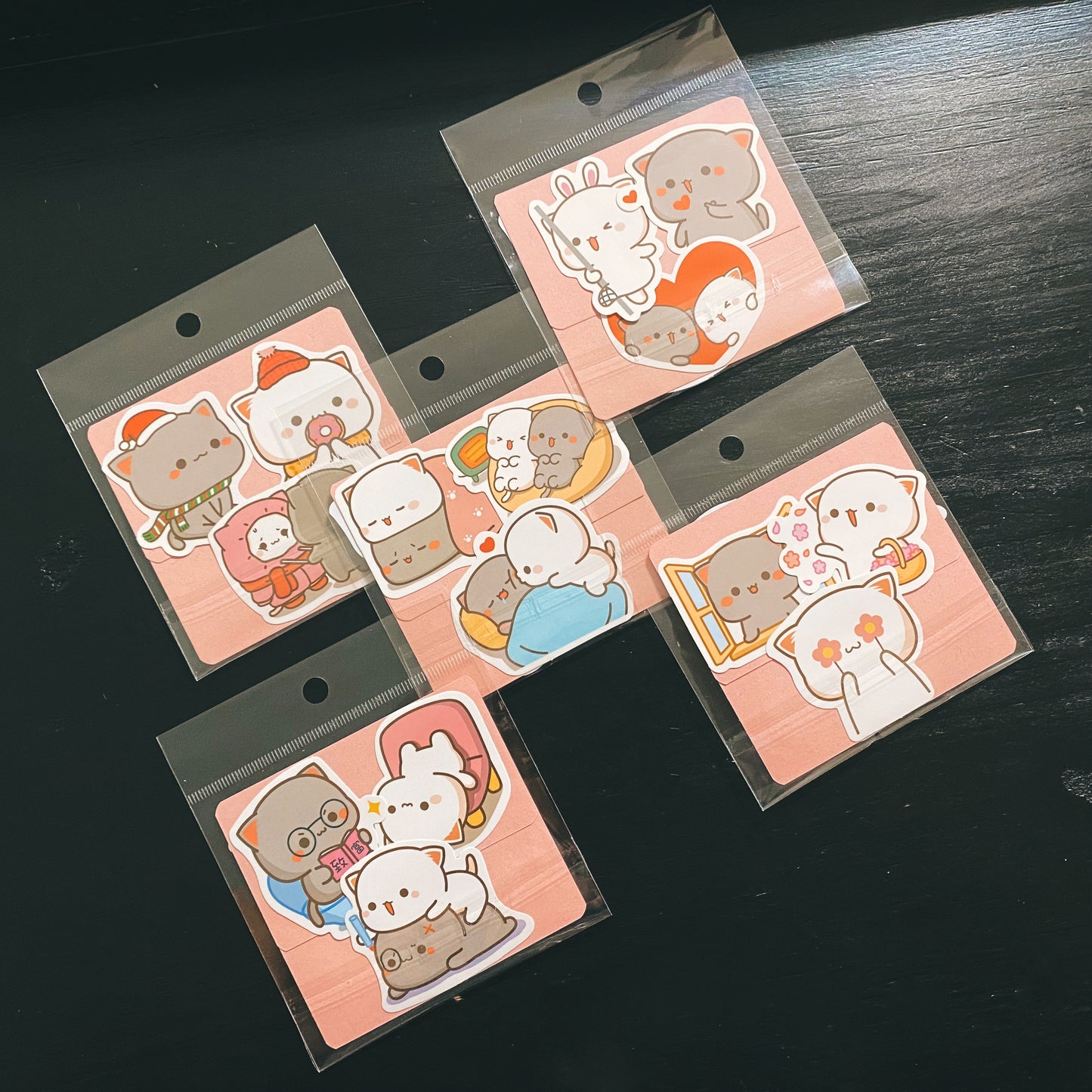 Peach & Goma (Mitao Cat) Sticker Packs (assorted)