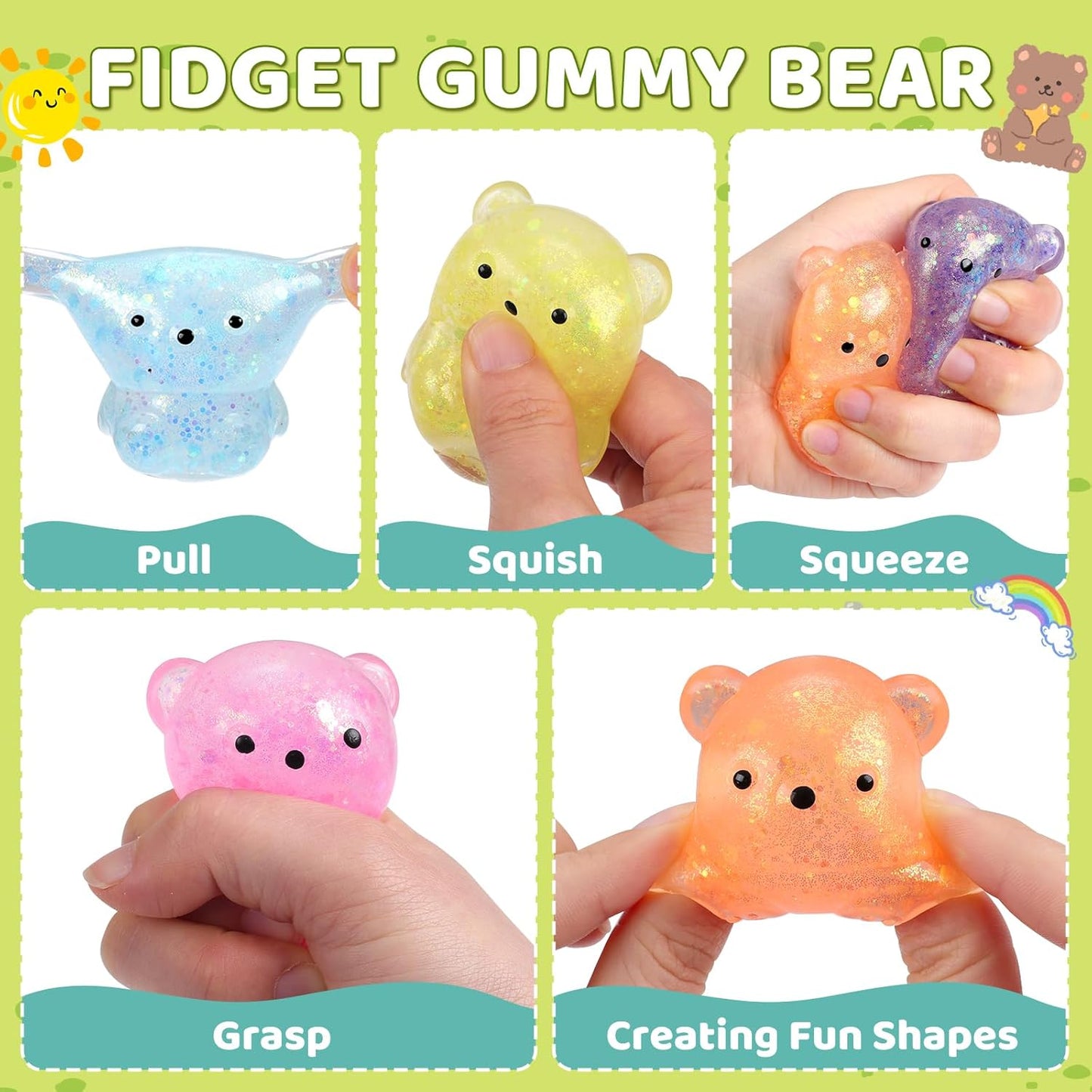 Glitter Squishy Gummy Bear Fidget