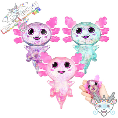 Squishy Glitter Axolotl Slow Rise Fidget