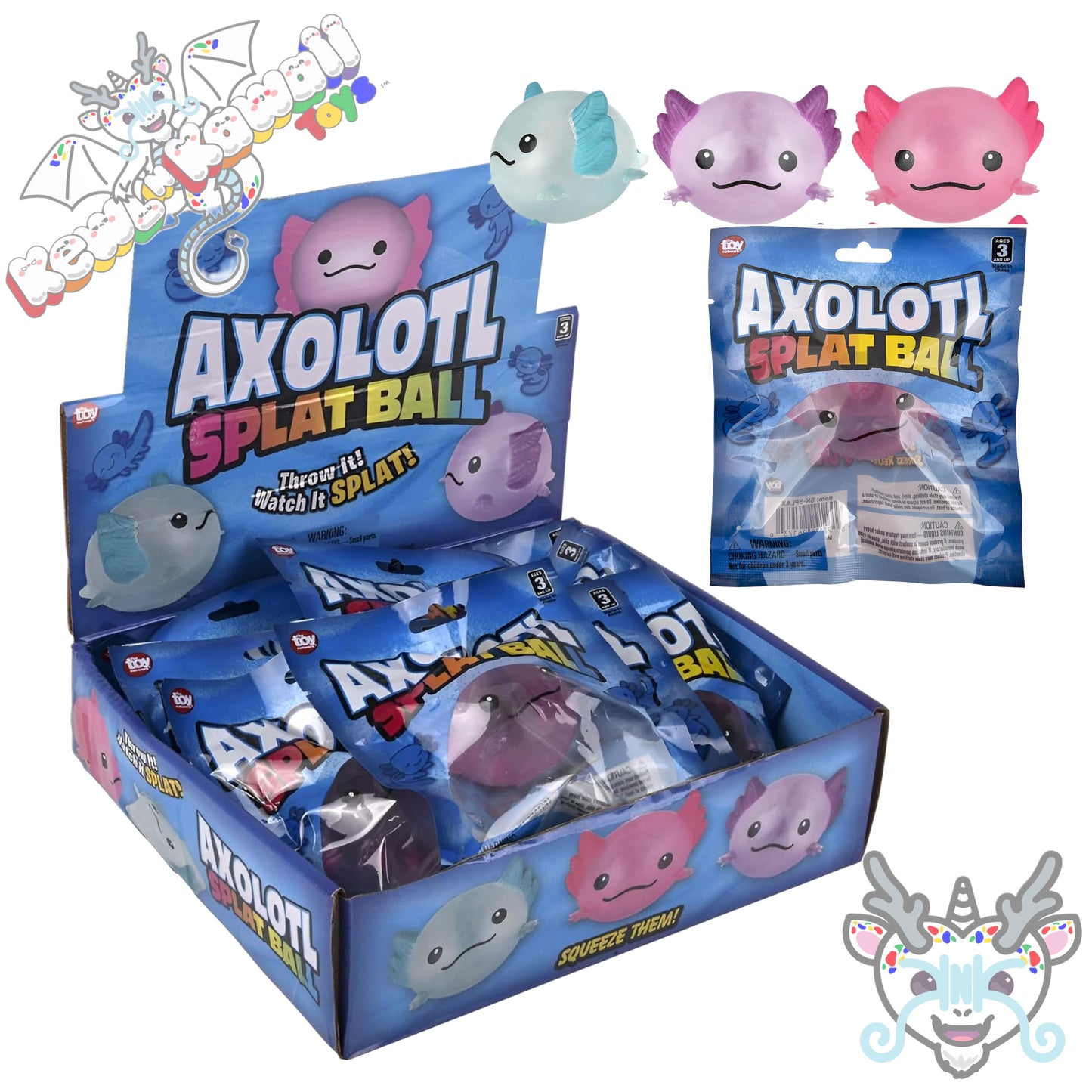 Squishy Axolotl Splat Ball Fidget