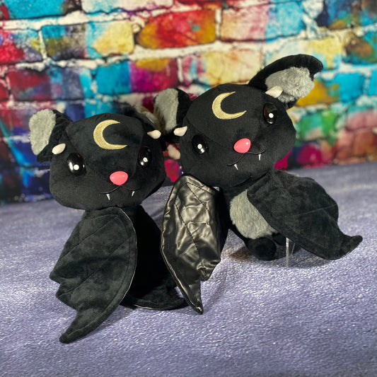 Crescent Moon Black Bat Plush